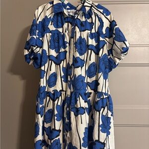 Amazon Blue and White Floral Midi Dress